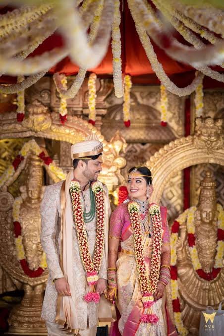 South Indian wedding couple portrait